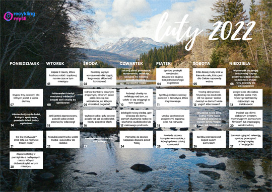 Kalendarz Luty 2022 Recykling Myśli